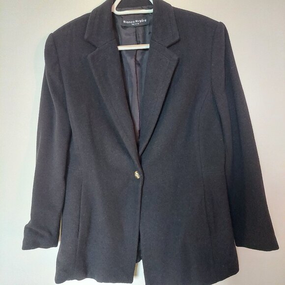 Bianca Nygard Black Thin Woolen Coat, Petite - Picture 1 of 11